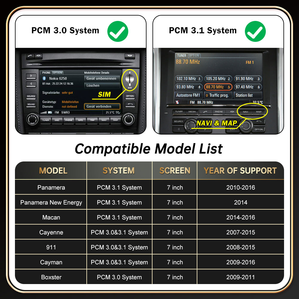 For Porsche PCM3.0&3.1 System（TAX FREE）