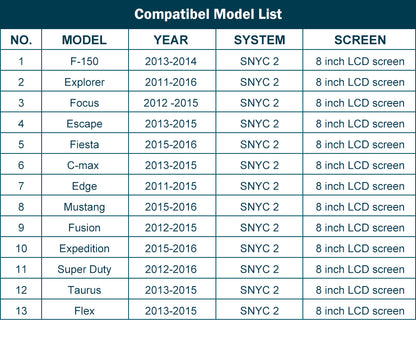 For Ford Sync 2 System 8 inch LCD Screen